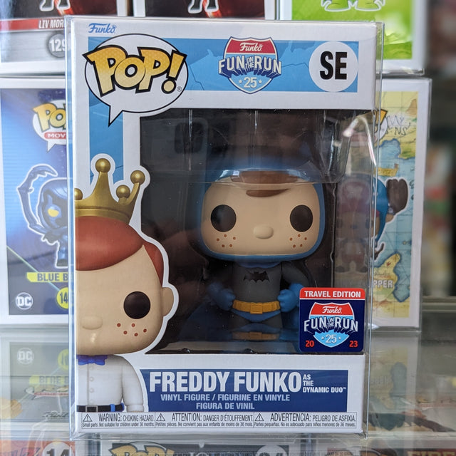 Freddy Funko as Batman from the Fun on the Run event, front view