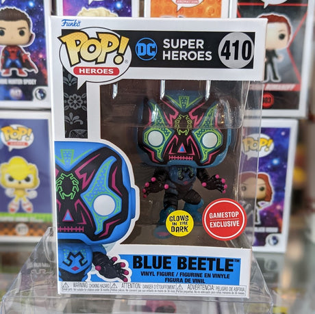 Blue Beetle Day of the Dead GITD Pop! - PCA Designer Toys