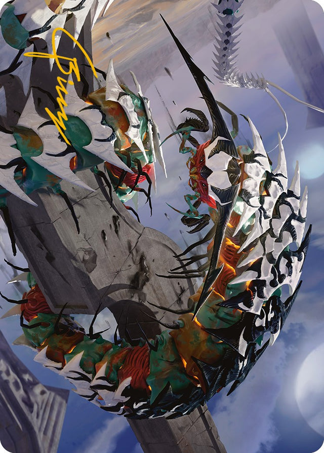 Atraxa's Skitterfang Art Card (Gold-Stamped Signature) [Phyrexia: All Will Be One Art Series] - PCA Designer Toys