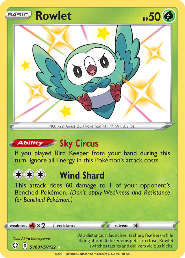 Rowlet (SV001/SV122) [Sword & Shield: Shining Fates] - PCA Designer Toys