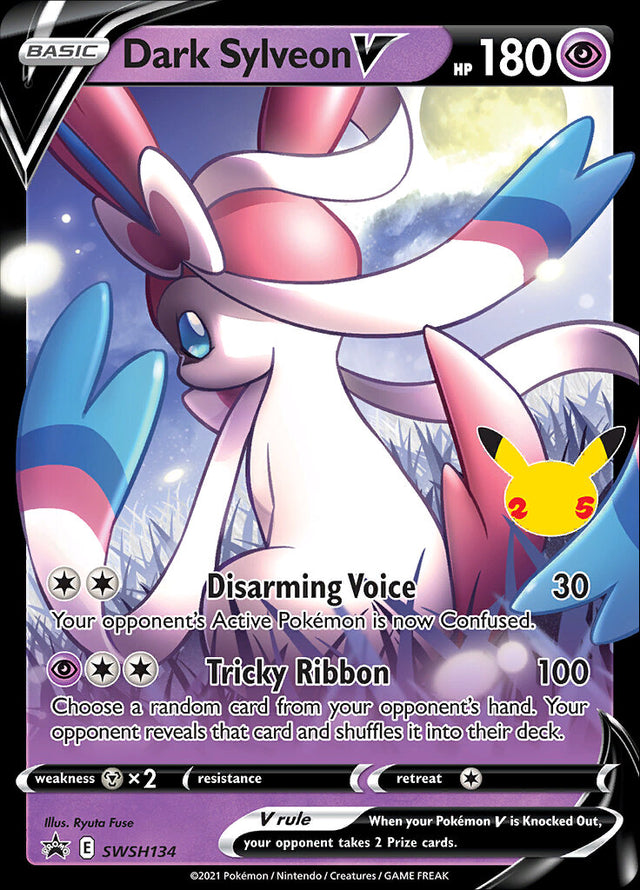 Dark Sylveon V (SWSH134) (Celebrations) [Sword & Shield: Black Star Promos] - PCA Designer Toys