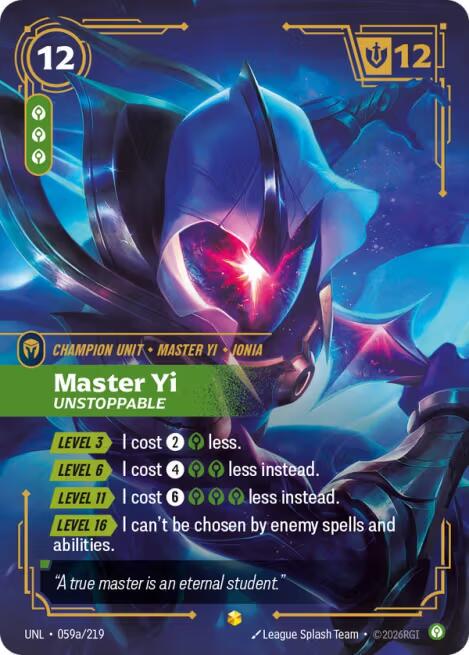 Master Yi - Unstoppable [Alternate Art Foil] #59a
