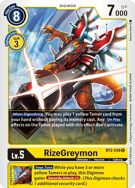 RizeGreymon [BT2-038] (Tournament Pack) [Release Special Booster Ver.1.5 Promos] - PCA Designer Toys