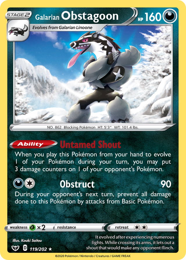 Galarian Obstagoon (119/202) [Sword & Shield: Base Set] - PCA Designer Toys