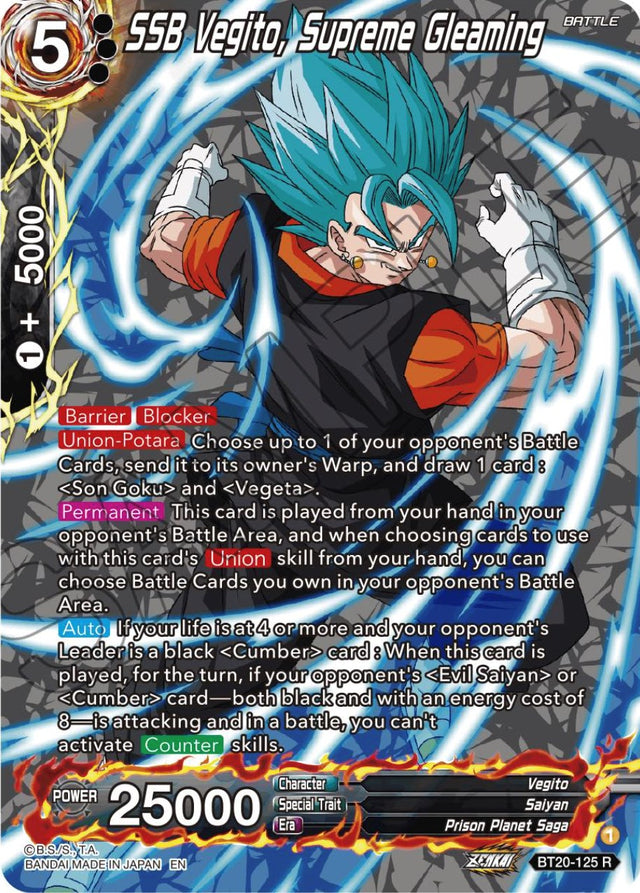SSB Vegito, Supreme Gleaming (Silver Foil) (BT20-125) [Power Absorbed] - PCA Designer Toys