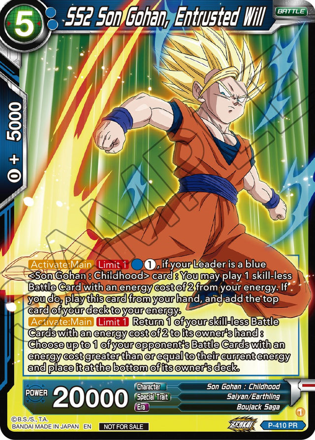 SS2 Son Gohan, Entrusted Will (P-410) [Promotion Cards] - PCA Designer Toys