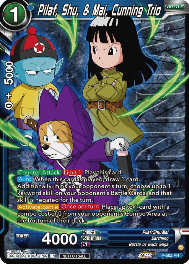 Pilaf, Shu, & Mai, Cunning Trio (Zenkai Series Tournament Pack Vol.4 Winner) (P-502) [Tournament Promotion Cards] - PCA Designer Toys