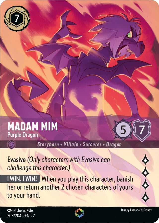 Madam Mim - Purple Dragon (Enchanted) (208/204) [Rise of the Floodborn] - PCA Designer Toys