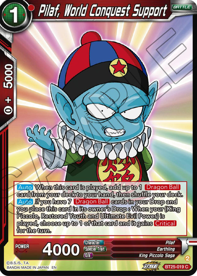 Pilaf, World Conquest Support (BT25-019) [Legend of the Dragon Balls] - PCA Designer Toys