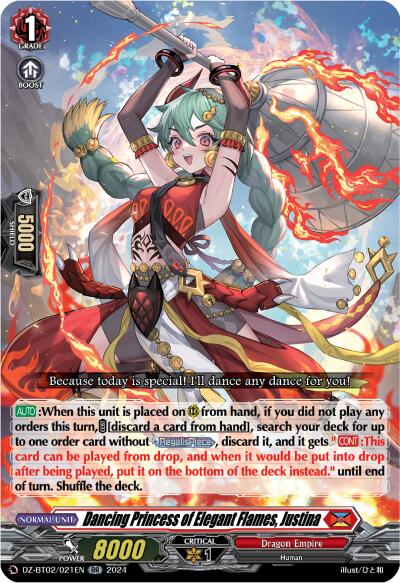 Dancing Princess of Elegant Flames, Justina (DZ-BT02/021EN) [Illusionless Strife] - PCA Designer Toys