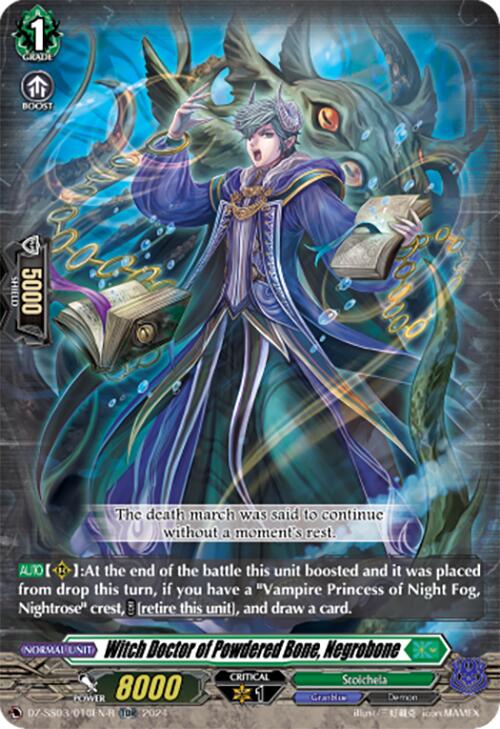 Witch Doctor of Powdered Bone, Negrobone (TDR) (DZ-SS03/010EN-R) [Stride Deckset -Nightrose-]