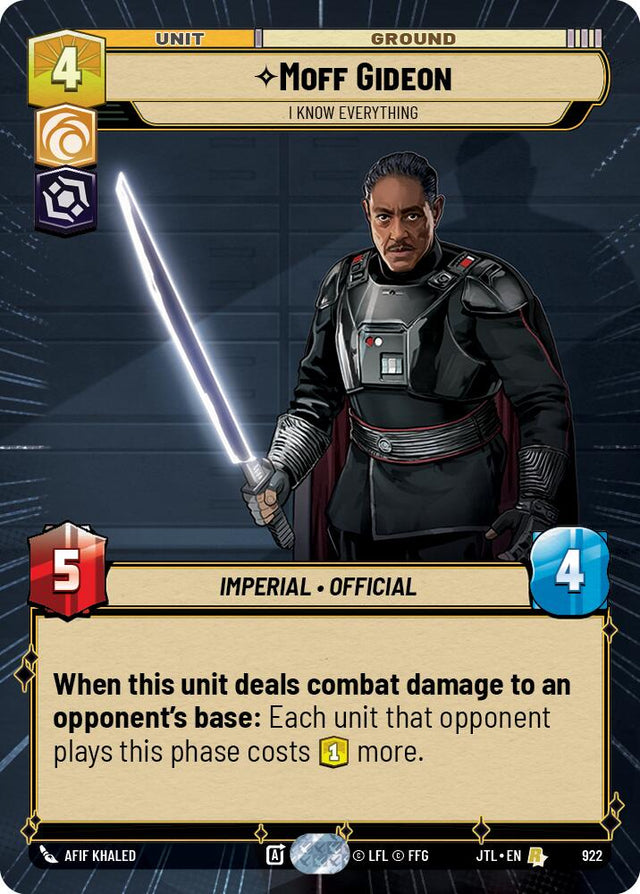 Moff Gideon - I Know Everything (922) (Hyperspace Foil) (922) [Jump to Lightspeed]