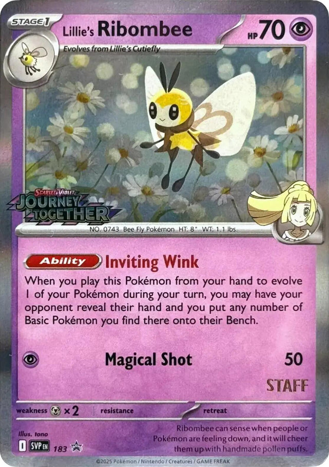 Lillie's Ribombee (183) (Prerelease Staff) [Scarlet & Violet: Black Star Promos]