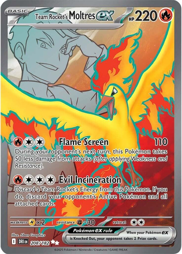 Team Rocket's Moltres ex (208/182) [Scarlet & Violet: Destined Rivals] - PCA Designer Toys