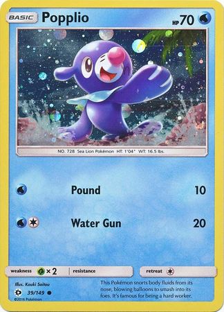 Popplio (39/149) (Cosmos Holo) [Sun & Moon: Base Set] - PCA Designer Toys
