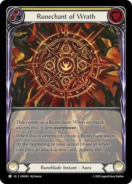 Runechant of Wrath (Yellow) [GEM183-RF] (GEM Pack 5)  Rainbow Foil