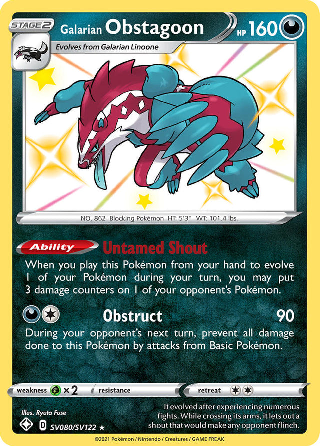 Galarian Obstagoon (SV080/SV122) [Sword & Shield: Shining Fates] - PCA Designer Toys