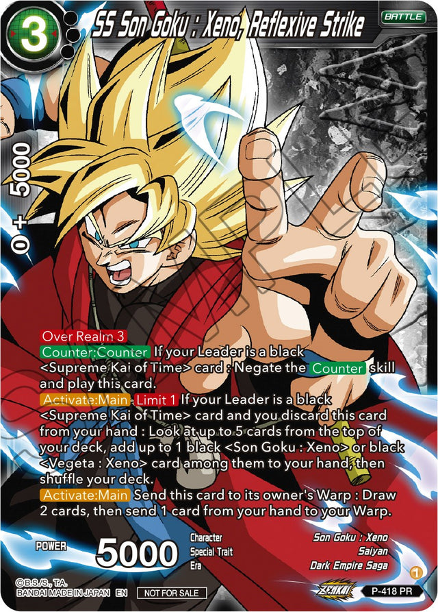 SS Son Goku: Xeno, Reflexive Strike (Zenkai Series Tournament Pack Vol.1 Winner) (P-418) [Tournament Promotion Cards] - PCA Designer Toys