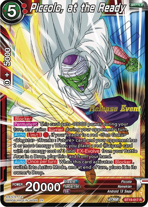 Piccolo, at the Ready (Fighter's Ambition Holiday Pack) (BT19-017) [Tournament Promotion Cards] - PCA Designer Toys