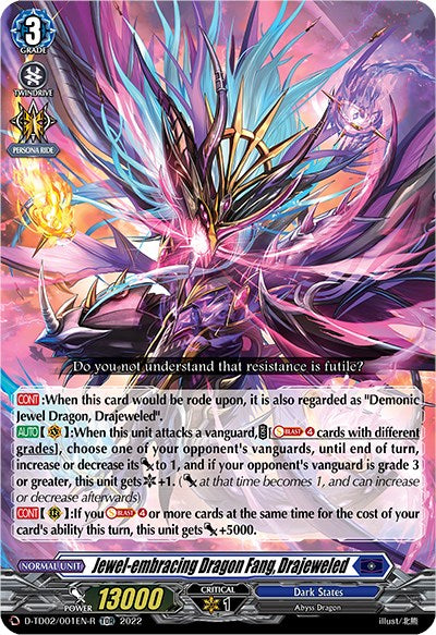 Jewel-embracing Dragon Fang, Drajeweled (D-TD02/001EN-R) [Michiru Hazama -Demonic Jewel Dragon of the Four Flames-]