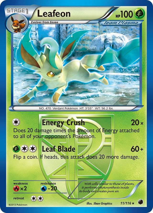 Leafeon (11/116) (Theme Deck Exclusive) [Black & White: Plasma Freeze] - PCA Designer Toys