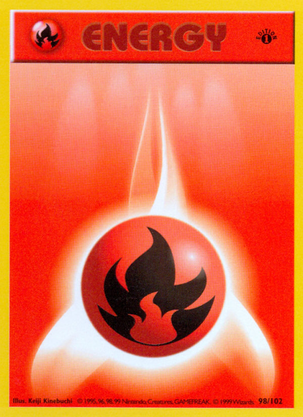 Fire Energy (98/102) (Shadowless) [Base Set 1st Edition] - PCA Designer Toys
