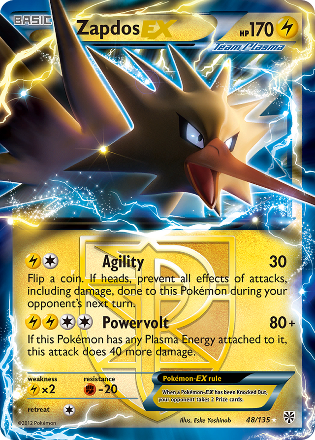 Zapdos EX (48/135) [Black & White: Plasma Storm] - PCA Designer Toys