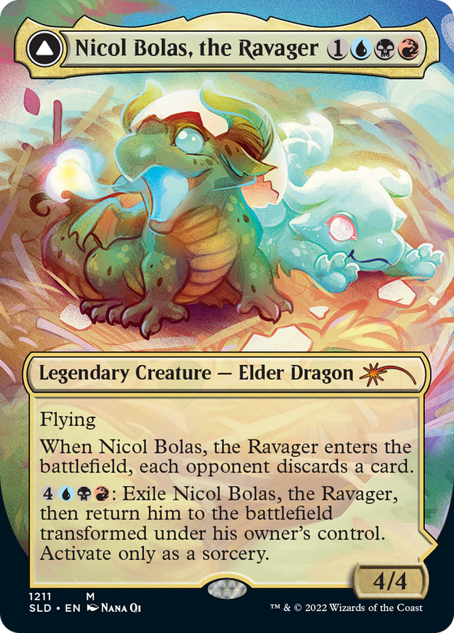Nicol Bolas, the Ravager // Nicol Bolas, the Arisen (Display Commander) (Borderless) [Secret Lair: From Cute to Brute] - PCA Designer Toys
