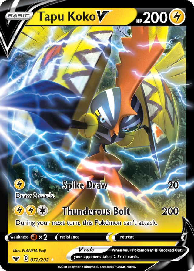 Tapu Koko V (072/202) [Sword & Shield: Base Set] - PCA Designer Toys