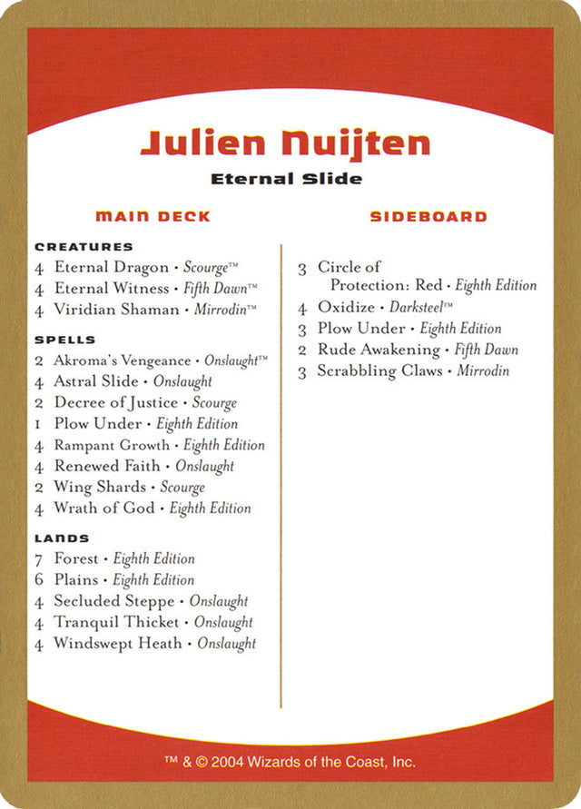 Julien Nuijten Decklist [World Championship Decks 2004] - PCA Designer Toys