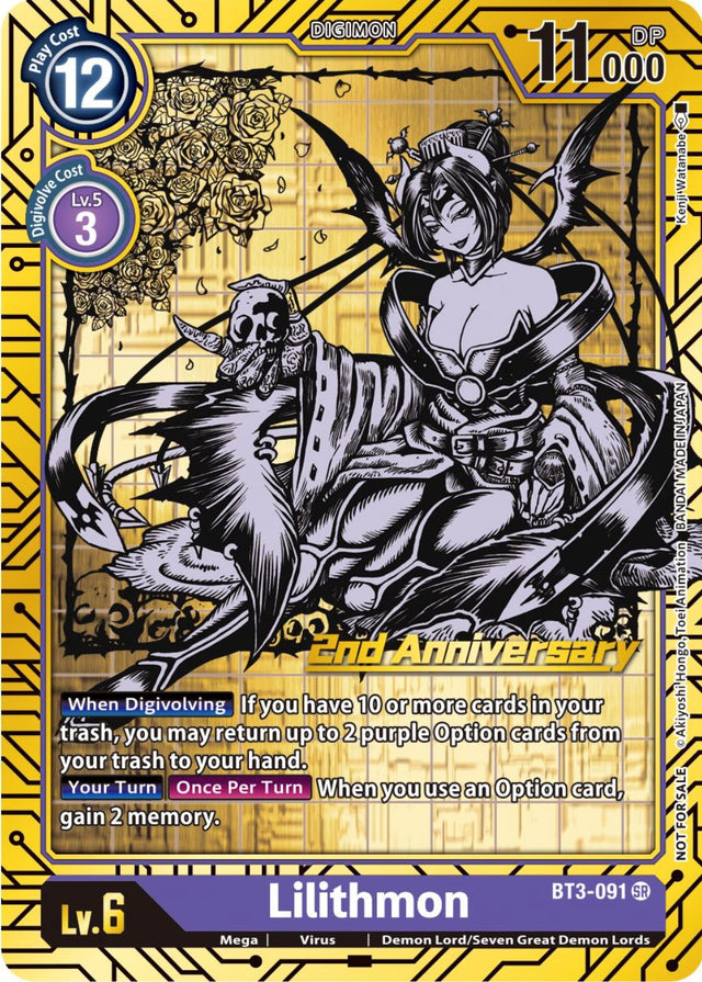 Lilithmon [BT3-091] (2nd Anniversary Card Set) [Release Special Booster Promos] - PCA Designer Toys