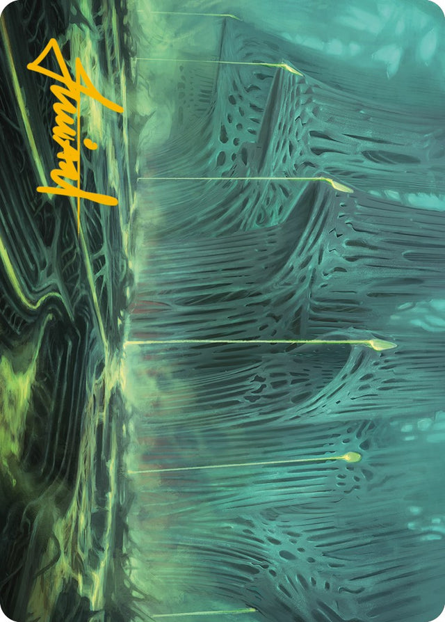 Swamp Art Card (Gold-Stamped Signature) [Phyrexia: All Will Be One Art Series] - PCA Designer Toys