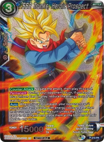 SS2 Trunks, Heroic Prospect (Player's Choice) (P-219) [Promotion Cards] - PCA Designer Toys