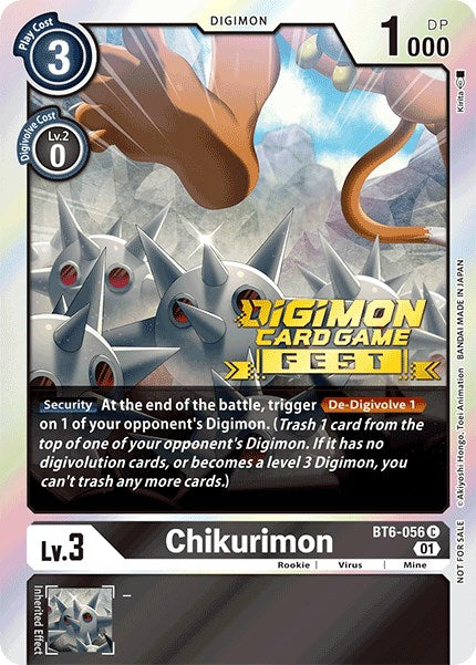 Chikurimon [BT6-056] (Digimon Card Game Fest 2022) [Double Diamond Promos] - PCA Designer Toys
