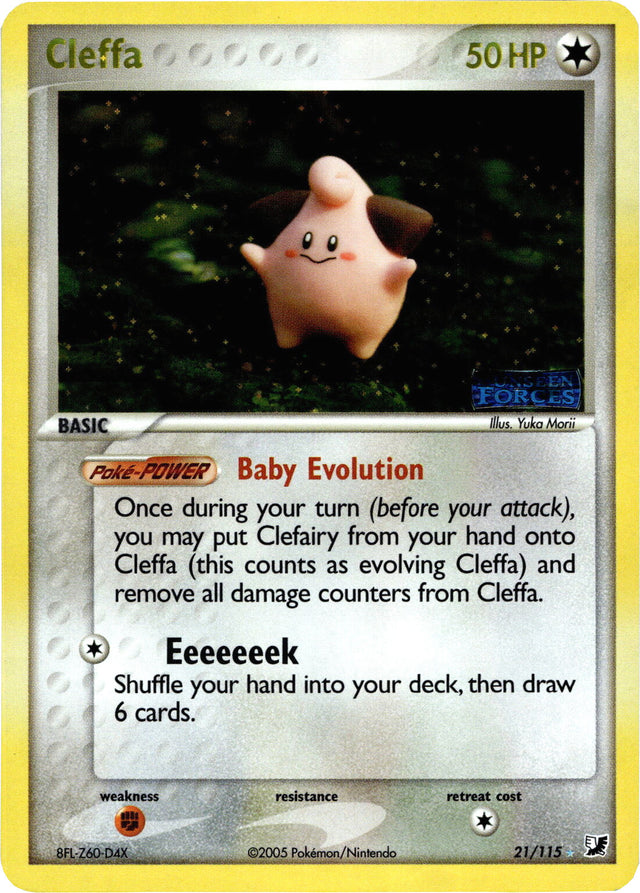 Cleffa (21/115) (Stamped) [EX: Unseen Forces] - PCA Designer Toys