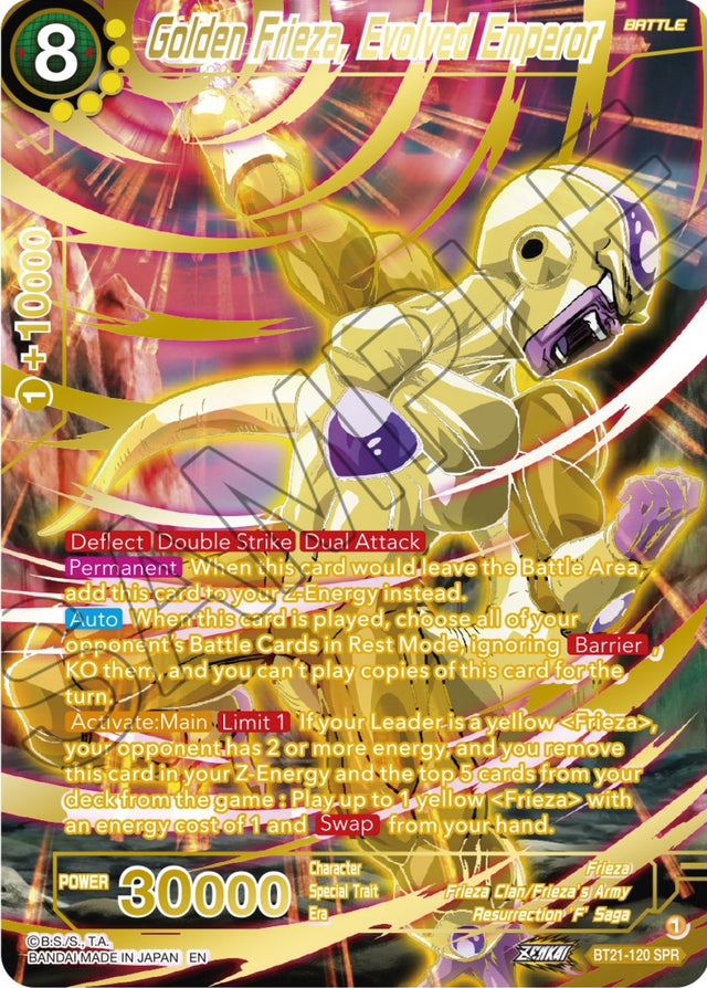 Golden Frieza, Evolved Emperor (SPR) (BT21-120) [Wild Resurgence] - PCA Designer Toys