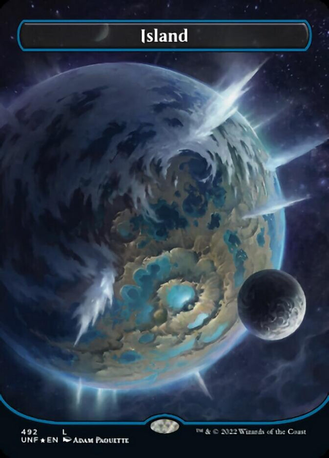 Island (492) (Orbital Space-ic Land) (Galaxy Foil) [Unfinity] - PCA Designer Toys