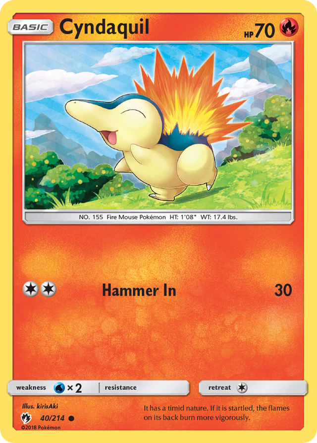 Cyndaquil (40/214) [Sun & Moon: Lost Thunder] - PCA Designer Toys