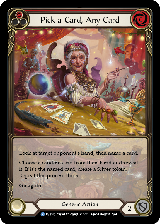 Pick a Card, Any Card (Red) [EVR167] (Everfest)  1st Edition Extended Art Rainbow Foil - PCA Designer Toys