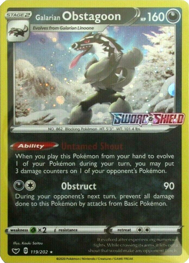 Galarian Obstagoon (119/202) (Cosmos Holo) [Sword & Shield: Base Set] - PCA Designer Toys