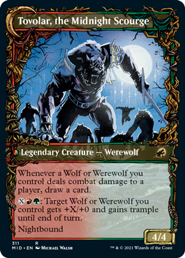 Tovolar, Dire Overlord // Tovolar, the Midnight Scourge (Showcase Equinox) [Innistrad: Midnight Hunt] - PCA Designer Toys
