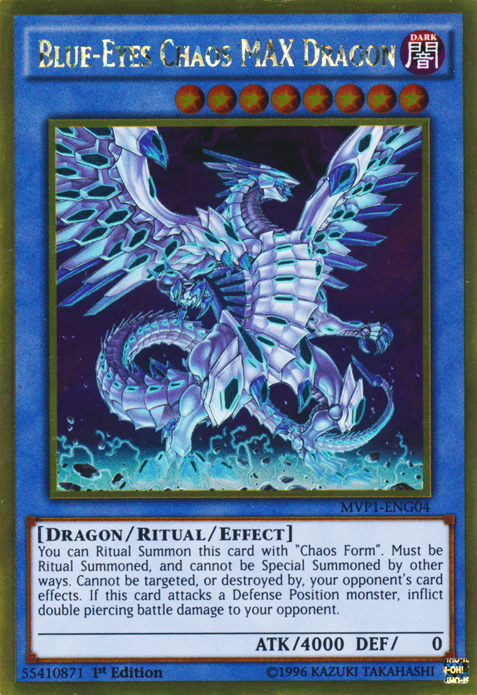 Blue-Eyes Chaos MAX Dragon [MVP1-ENG04] Gold Rare - PCA Designer Toys