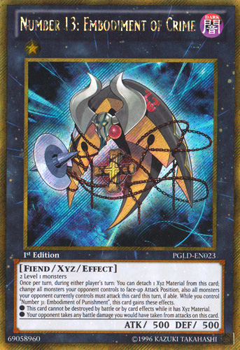 Number 13: Embodiment of Crime [PGLD-EN023] Gold Secret Rare - PCA Designer Toys