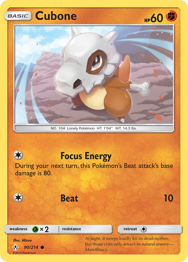 Cubone (90/214) [Sun & Moon: Unbroken Bonds] - PCA Designer Toys
