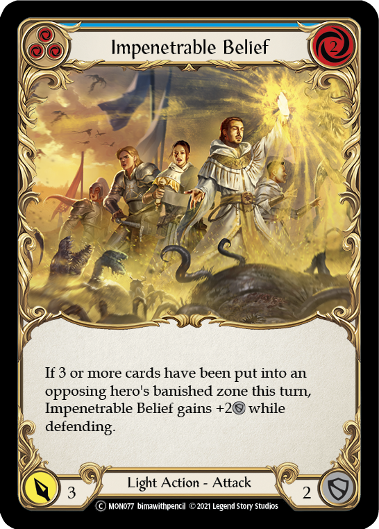 Impenetrable Belief (Blue) [U-MON077-RF] (Monarch Unlimited)  Unlimited Rainbow Foil - PCA Designer Toys