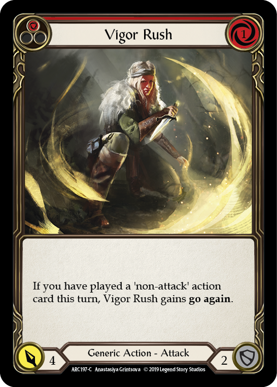 Vigor Rush (Red) [ARC197-C] (Arcane Rising)  1st Edition Rainbow Foil - PCA Designer Toys