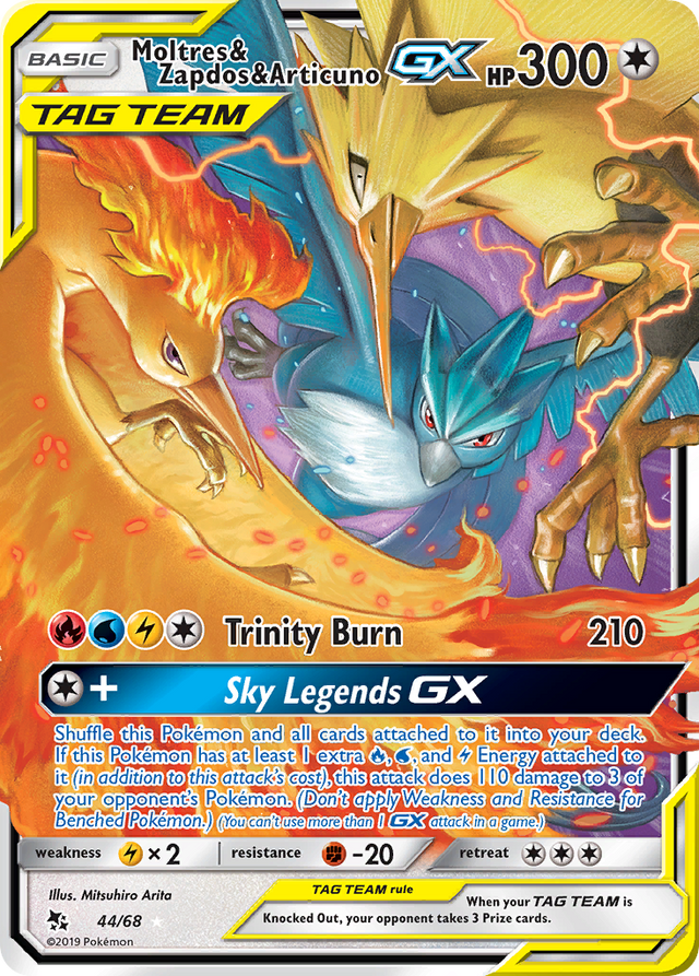 Moltres & Zapdos & Articuno GX (44/68) [Sun & Moon: Hidden Fates] - PCA Designer Toys