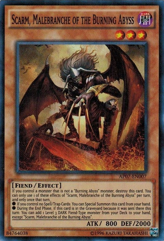 Scarm, Malebranche of the Burning Abyss [AP07-EN007] Super Rare - PCA Designer Toys