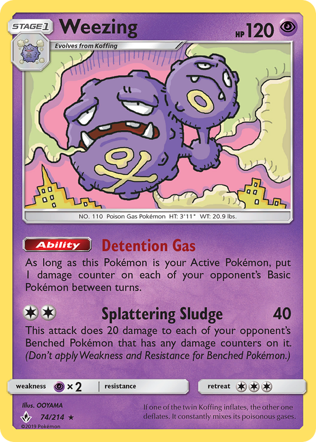 Weezing (74/214) [Sun & Moon: Unbroken Bonds] - PCA Designer Toys