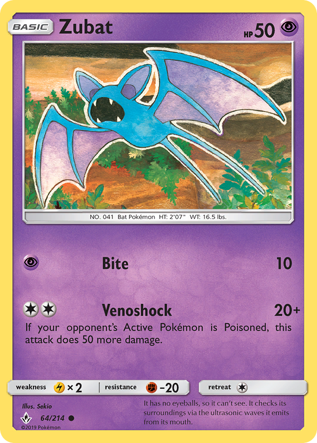 Zubat (64/214) [Sun & Moon: Unbroken Bonds] - PCA Designer Toys